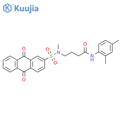 N-(2,4-dimethylphenyl)-4-(N-methyl9,10-dioxo-9,10-dihydroanthracene-2-sulfonamido)butanamide structure