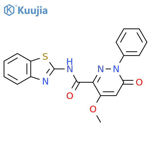 N-(1,3-benzothiazol-2-yl)-4-methoxy-6-oxo-1-phenyl-1,6-dihydropyridazine-3-carboxamide structure