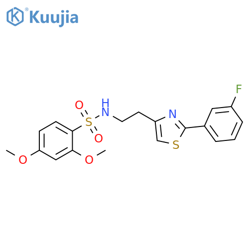 N-{2-2-(3-fluorophenyl)-1,3-thiazol-4-ylethyl}-2,4-dimethoxybenzene-1-sulfonamide structure