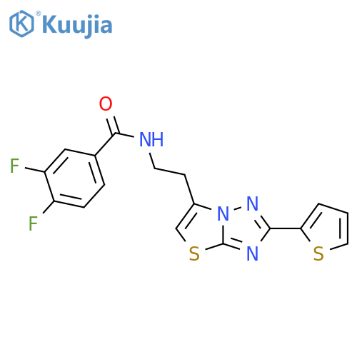 3,4-difluoro-N-{2-2-(thiophen-2-yl)-1,2,4triazolo3,2-b1,3thiazol-6-ylethyl}benzamide structure