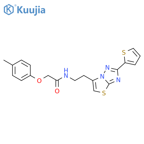 2-(4-methylphenoxy)-N-{2-2-(thiophen-2-yl)-1,2,4triazolo3,2-b1,3thiazol-6-ylethyl}acetamide structure