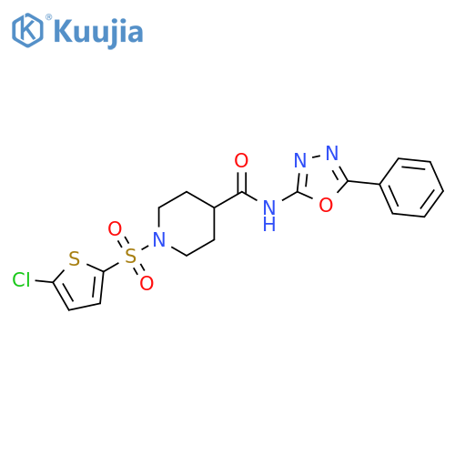 1-(5-chlorothiophen-2-yl)sulfonyl-N-(5-phenyl-1,3,4-oxadiazol-2-yl)piperidine-4-carboxamide structure