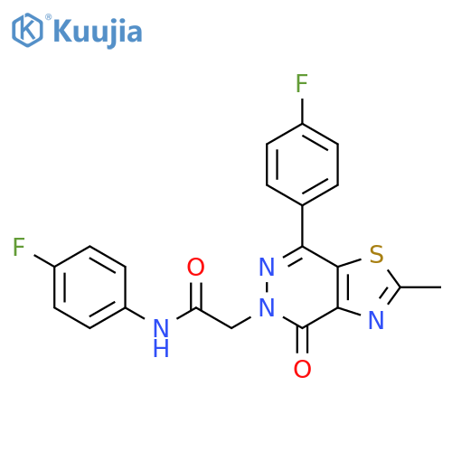 N-(4-fluorophenyl)-2-7-(4-fluorophenyl)-2-methyl-4-oxo-4H,5H-1,3thiazolo4,5-dpyridazin-5-ylacetamide structure