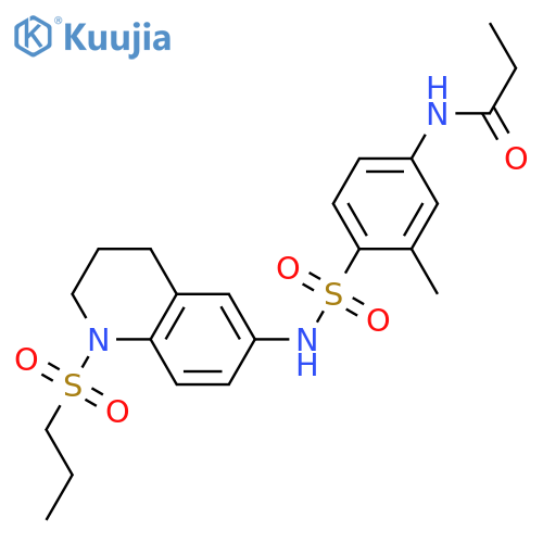 N-(3-methyl-4-{1-(propane-1-sulfonyl)-1,2,3,4-tetrahydroquinolin-6-ylsulfamoyl}phenyl)propanamide structure