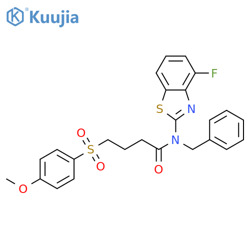 N-benzyl-N-(4-fluoro-1,3-benzothiazol-2-yl)-4-(4-methoxybenzenesulfonyl)butanamide structure