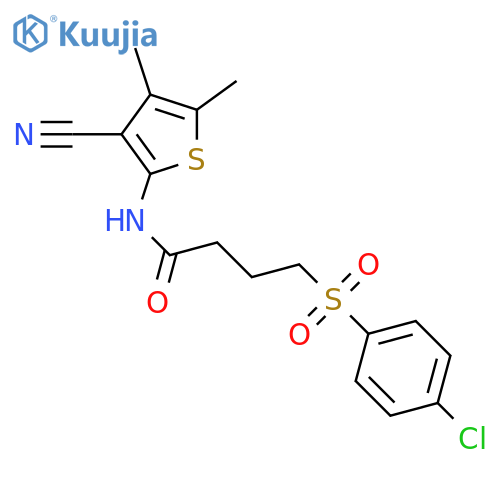 4-(4-chlorobenzenesulfonyl)-N-(3-cyano-4,5-dimethylthiophen-2-yl)butanamide structure