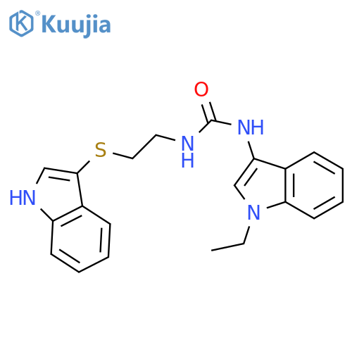 3-(1-ethyl-1H-indol-3-yl)-1-2-(1H-indol-3-ylsulfanyl)ethylurea structure