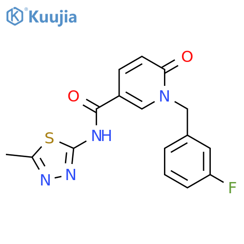 1-(3-fluorophenyl)methyl-N-(5-methyl-1,3,4-thiadiazol-2-yl)-6-oxo-1,6-dihydropyridine-3-carboxamide structure