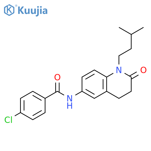 4-chloro-N-1-(3-methylbutyl)-2-oxo-1,2,3,4-tetrahydroquinolin-6-ylbenzamide structure