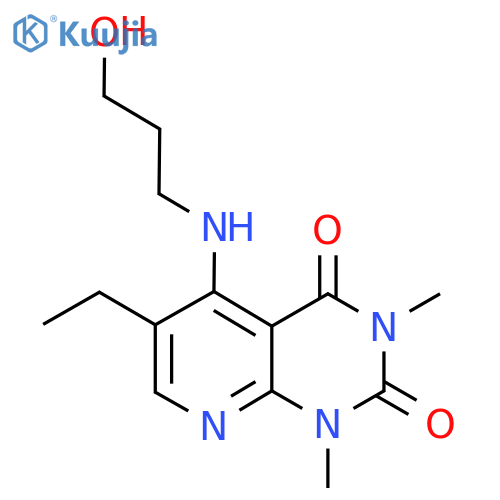 6-ethyl-5-(3-hydroxypropyl)amino-1,3-dimethyl-1H,2H,3H,4H-pyrido2,3-dpyrimidine-2,4-dione structure