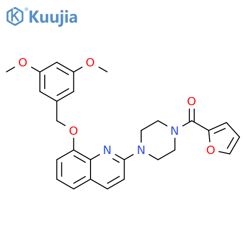 8-(3,5-dimethoxyphenyl)methoxy-2-4-(furan-2-carbonyl)piperazin-1-ylquinoline structure