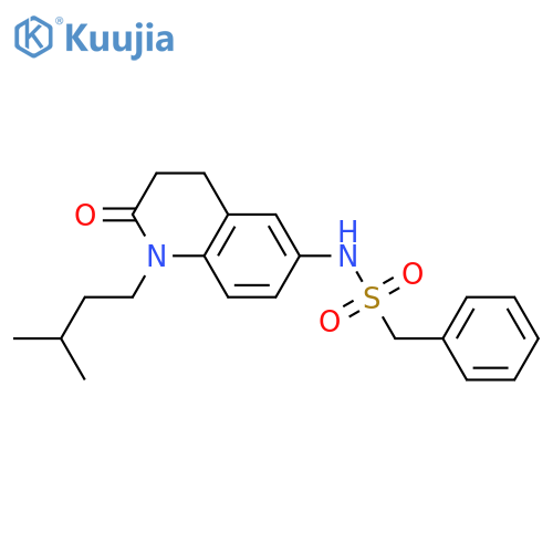 N-1-(3-methylbutyl)-2-oxo-1,2,3,4-tetrahydroquinolin-6-yl-1-phenylmethanesulfonamide structure