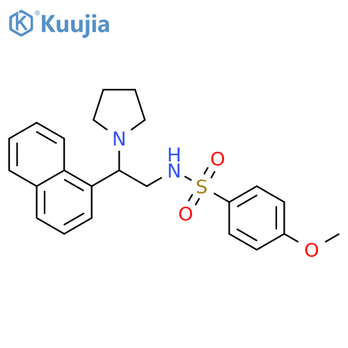 4-methoxy-N-2-(naphthalen-1-yl)-2-(pyrrolidin-1-yl)ethylbenzene-1-sulfonamide structure
