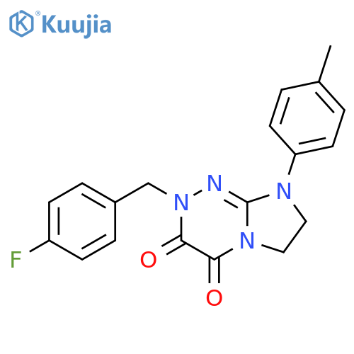 2-(4-fluorophenyl)methyl-8-(4-methylphenyl)-2H,3H,4H,6H,7H,8H-imidazo2,1-c1,2,4triazine-3,4-dione structure
