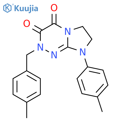 8-(4-methylphenyl)-2-(4-methylphenyl)methyl-2H,3H,4H,6H,7H,8H-imidazo2,1-c1,2,4triazine-3,4-dione structure