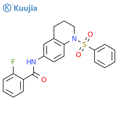N-1-(benzenesulfonyl)-1,2,3,4-tetrahydroquinolin-6-yl-2-fluorobenzamide structure