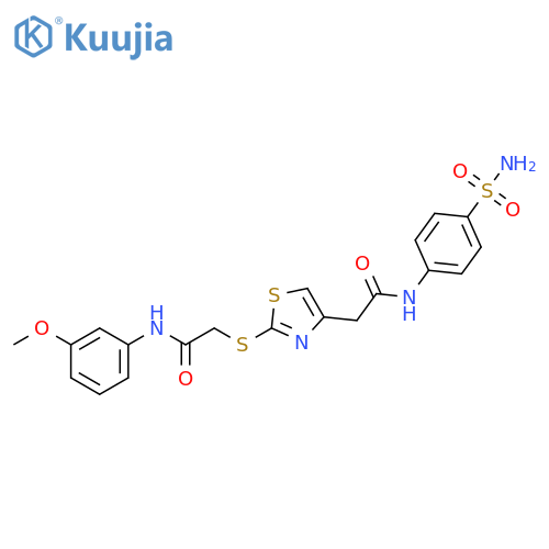 N-(3-methoxyphenyl)-2-(4-{(4-sulfamoylphenyl)carbamoylmethyl}-1,3-thiazol-2-yl)sulfanylacetamide structure