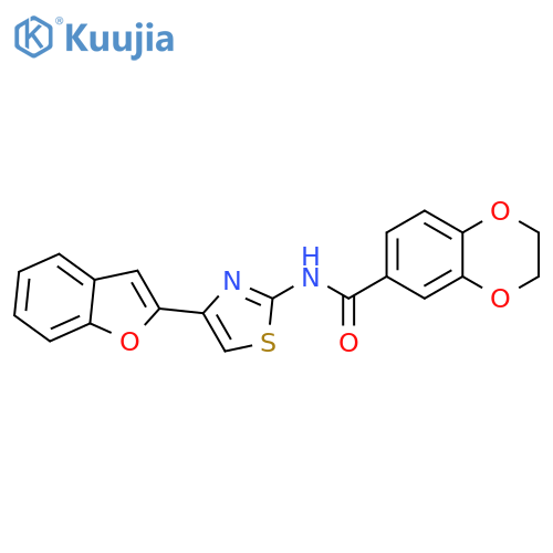 N-4-(1-benzofuran-2-yl)-1,3-thiazol-2-yl-2,3-dihydro-1,4-benzodioxine-6-carboxamide structure