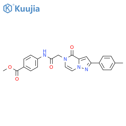 methyl 4-{2-2-(4-methylphenyl)-4-oxo-4H,5H-pyrazolo1,5-apyrazin-5-ylacetamido}benzoate structure
