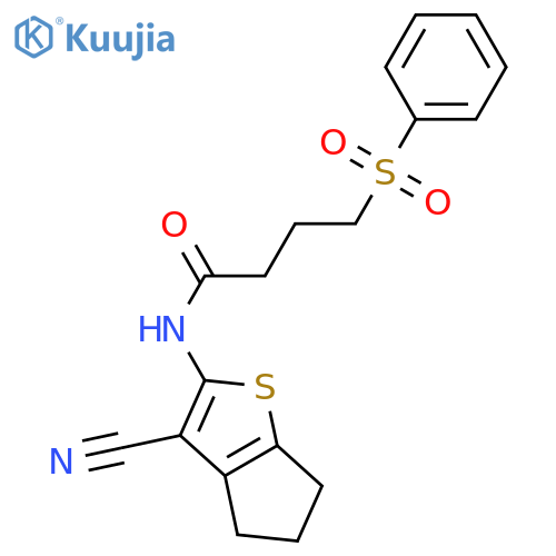 4-(benzenesulfonyl)-N-{3-cyano-4H,5H,6H-cyclopentabthiophen-2-yl}butanamide structure