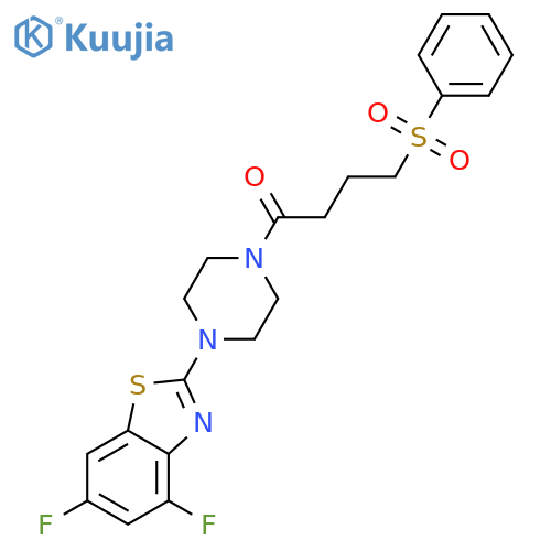 4-(benzenesulfonyl)-1-4-(4,6-difluoro-1,3-benzothiazol-2-yl)piperazin-1-ylbutan-1-one structure