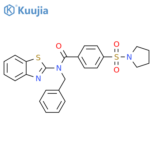 N-(1,3-benzothiazol-2-yl)-N-benzyl-4-(pyrrolidine-1-sulfonyl)benzamide structure