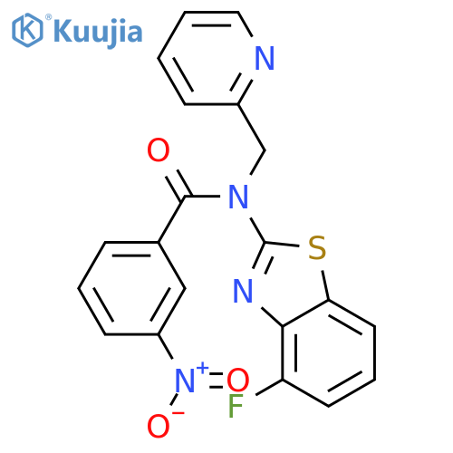 N-(4-fluoro-1,3-benzothiazol-2-yl)-3-nitro-N-(pyridin-2-yl)methylbenzamide structure