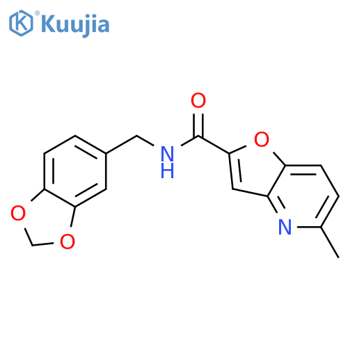 N-(2H-1,3-benzodioxol-5-yl)methyl-5-methylfuro3,2-bpyridine-2-carboxamide structure