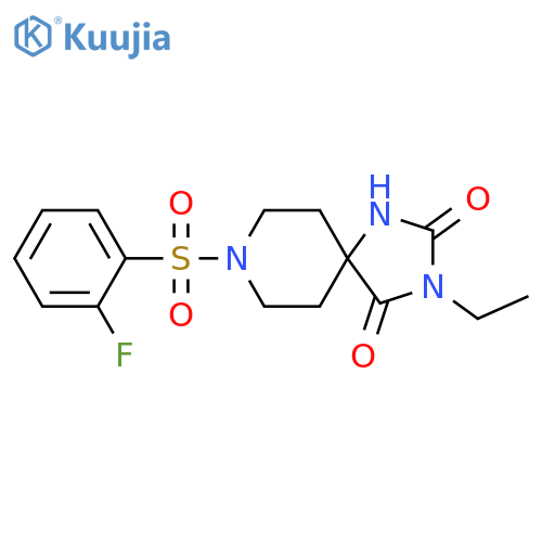 3-ethyl-8-(2-fluorobenzenesulfonyl)-1,3,8-triazaspiro4.5decane-2,4-dione structure