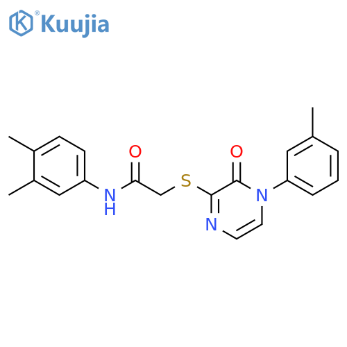 N-(3,4-dimethylphenyl)-2-{4-(3-methylphenyl)-3-oxo-3,4-dihydropyrazin-2-ylsulfanyl}acetamide structure
