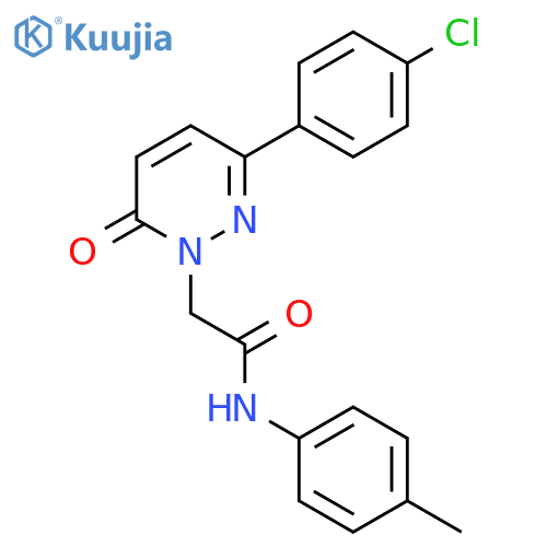 2-3-(4-chlorophenyl)-6-oxo-1,6-dihydropyridazin-1-yl-N-(4-methylphenyl)acetamide structure