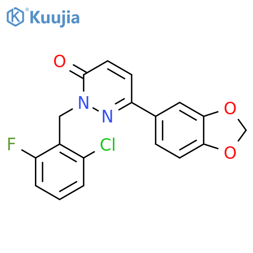 6-(2H-1,3-benzodioxol-5-yl)-2-(2-chloro-6-fluorophenyl)methyl-2,3-dihydropyridazin-3-one structure