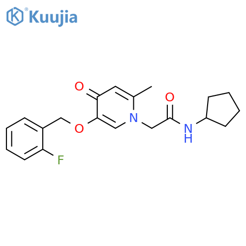 N-cyclopentyl-2-{5-(2-fluorophenyl)methoxy-2-methyl-4-oxo-1,4-dihydropyridin-1-yl}acetamide structure