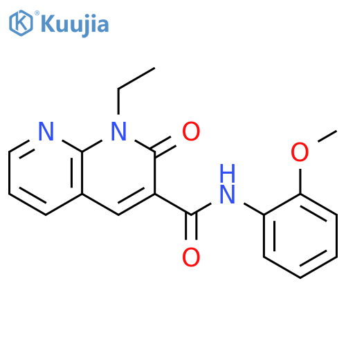 1-ethyl-N-(2-methoxyphenyl)-2-oxo-1,2-dihydro-1,8-naphthyridine-3-carboxamide structure