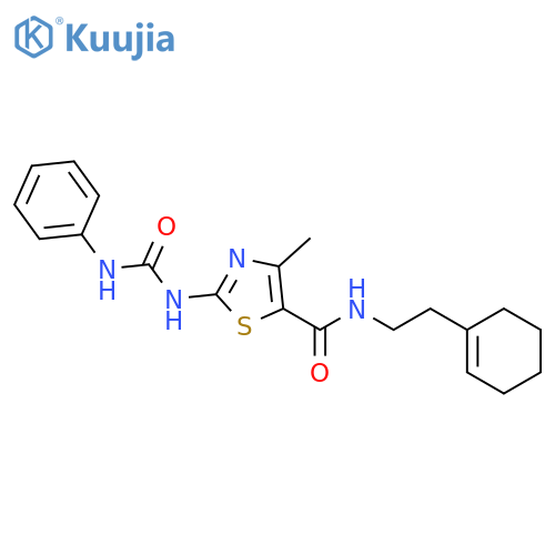 N-2-(cyclohex-1-en-1-yl)ethyl-4-methyl-2-(phenylcarbamoyl)amino-1,3-thiazole-5-carboxamide structure