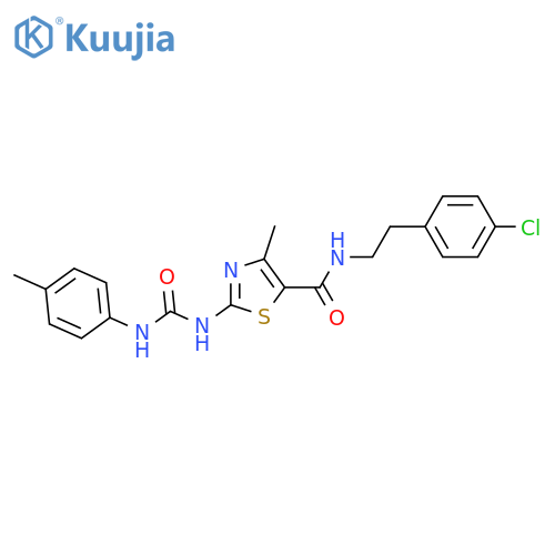 N-2-(4-chlorophenyl)ethyl-4-methyl-2-{(4-methylphenyl)carbamoylamino}-1,3-thiazole-5-carboxamide structure