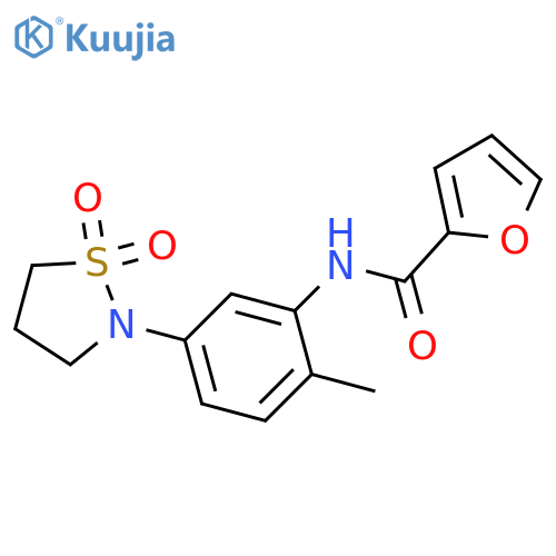 N-5-(1,1-dioxo-1lambda6,2-thiazolidin-2-yl)-2-methylphenylfuran-2-carboxamide structure