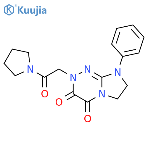 2-2-oxo-2-(pyrrolidin-1-yl)ethyl-8-phenyl-2H,3H,4H,6H,7H,8H-imidazo2,1-c1,2,4triazine-3,4-dione structure