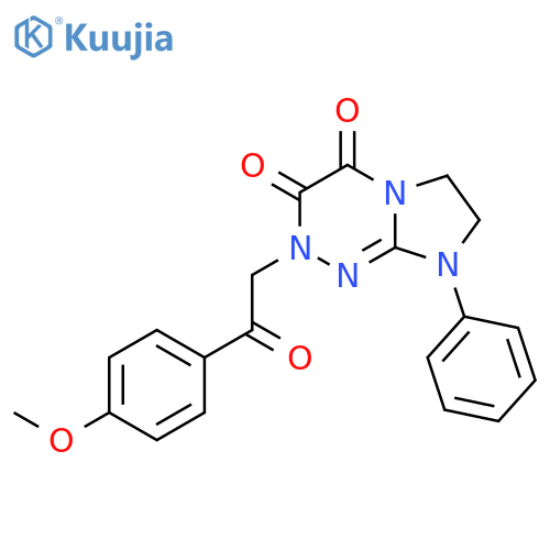 2-2-(4-methoxyphenyl)-2-oxoethyl-8-phenyl-2H,3H,4H,6H,7H,8H-imidazo2,1-c1,2,4triazine-3,4-dione structure