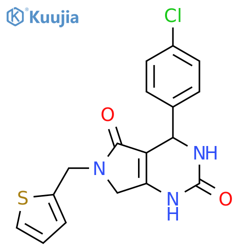4-(4-chlorophenyl)-6-(thiophen-2-yl)methyl-1H,2H,3H,4H,5H,6H,7H-pyrrolo3,4-dpyrimidine-2,5-dione structure