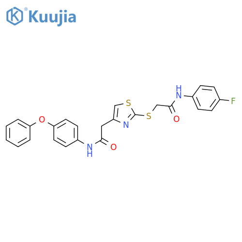 N-(4-fluorophenyl)-2-(4-{(4-phenoxyphenyl)carbamoylmethyl}-1,3-thiazol-2-yl)sulfanylacetamide structure