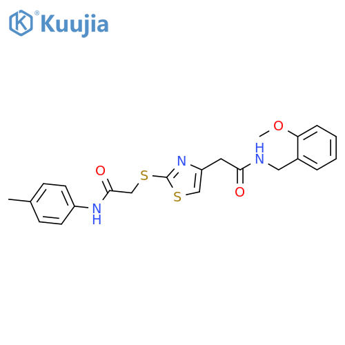 N-(2-methoxyphenyl)methyl-2-2-({(4-methylphenyl)carbamoylmethyl}sulfanyl)-1,3-thiazol-4-ylacetamide structure