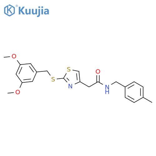 2-(2-{(3,5-dimethoxyphenyl)methylsulfanyl}-1,3-thiazol-4-yl)-N-(4-methylphenyl)methylacetamide structure