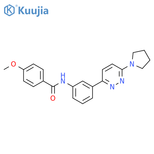 4-methoxy-N-{3-6-(pyrrolidin-1-yl)pyridazin-3-ylphenyl}benzamide structure