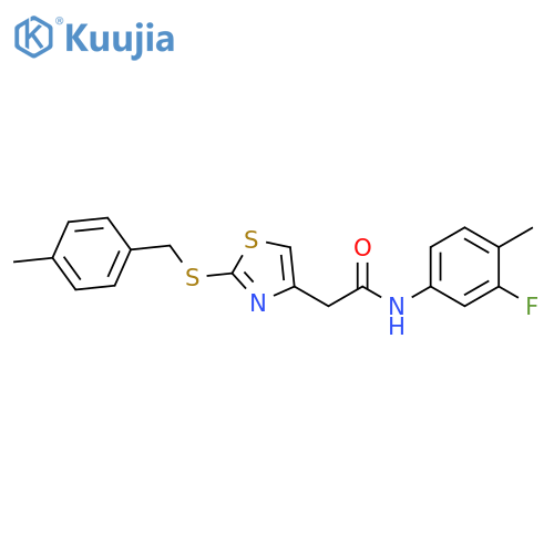 N-(3-fluoro-4-methylphenyl)-2-(2-{(4-methylphenyl)methylsulfanyl}-1,3-thiazol-4-yl)acetamide structure