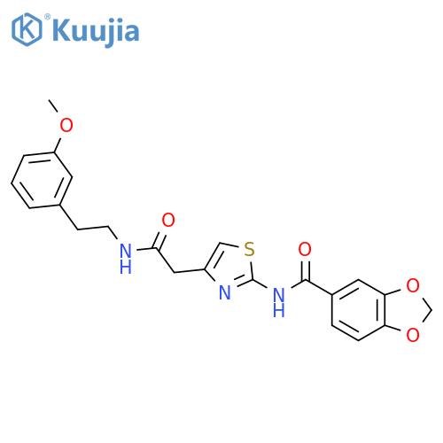 N-4-({2-(3-methoxyphenyl)ethylcarbamoyl}methyl)-1,3-thiazol-2-yl-2H-1,3-benzodioxole-5-carboxamide structure