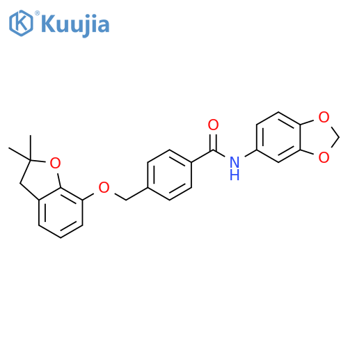 N-(2H-1,3-benzodioxol-5-yl)-4-{(2,2-dimethyl-2,3-dihydro-1-benzofuran-7-yl)oxymethyl}benzamide structure
