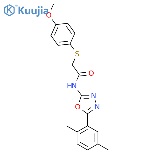 N-5-(2,5-dimethylphenyl)-1,3,4-oxadiazol-2-yl-2-(4-methoxyphenyl)sulfanylacetamide structure