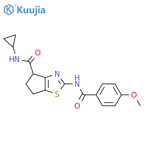 N-cyclopropyl-2-(4-methoxybenzamido)-4H,5H,6H-cyclopentad1,3thiazole-4-carboxamide structure