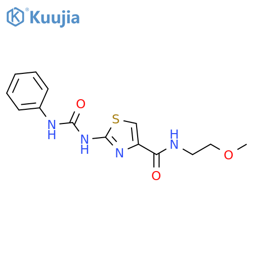 N-(2-methoxyethyl)-2-(phenylcarbamoyl)amino-1,3-thiazole-4-carboxamide structure